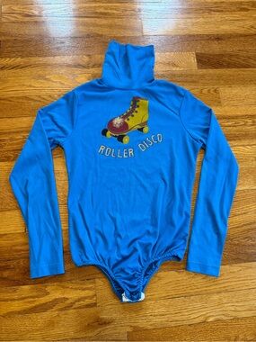 Vintage 70s Roller Disco Skating Romper Leotard Bodysuit (Youth Large Kids)